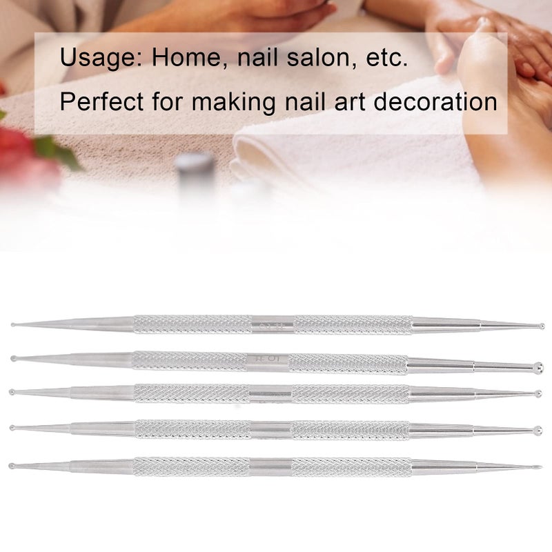 Kodrily Polish Dotting Tool, 5Pcs Nail Dotting Tools for Nail Art, Stainless Steel Double Ended Nail Embossing Tool Set for Precision Designs, DIY Decoration, Double Headed - Image 3